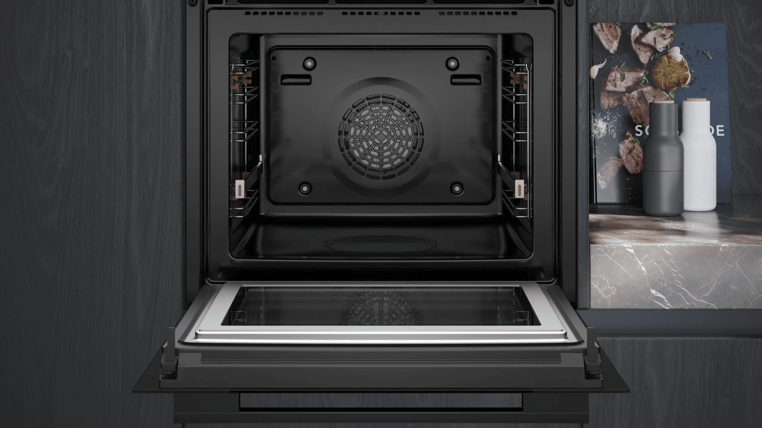 Siemens iQ700 HM778GMB1 Topmodel Oven met magnetron, inhoud 67Ltr, Pyrolyse, groot display, Zwart - Afbeelding 4