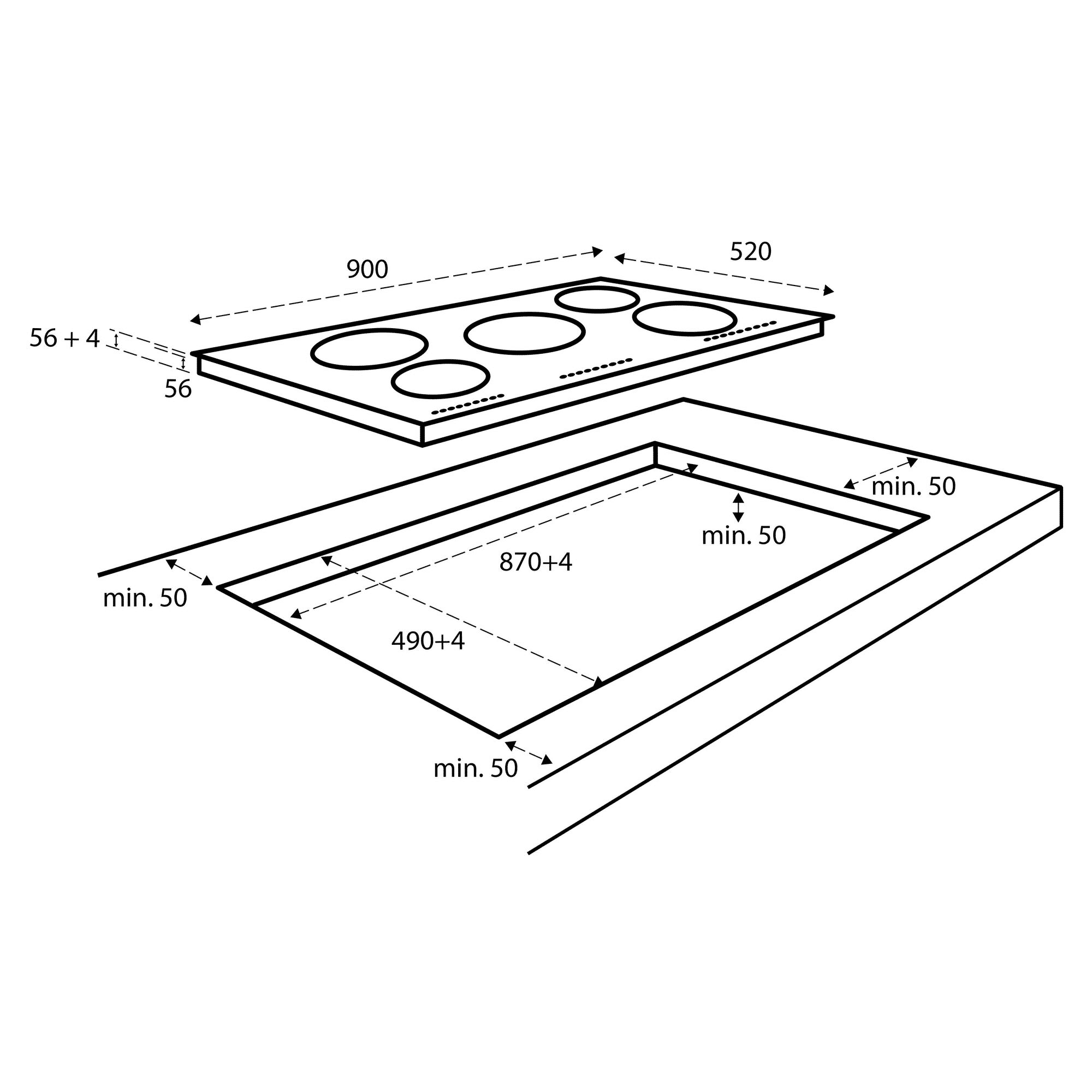 Inventum IKI9035 kookplaat Zwart Ingebouwd 90 cm Inductiekookplaat zones 5 zone(s) - Afbeelding 3