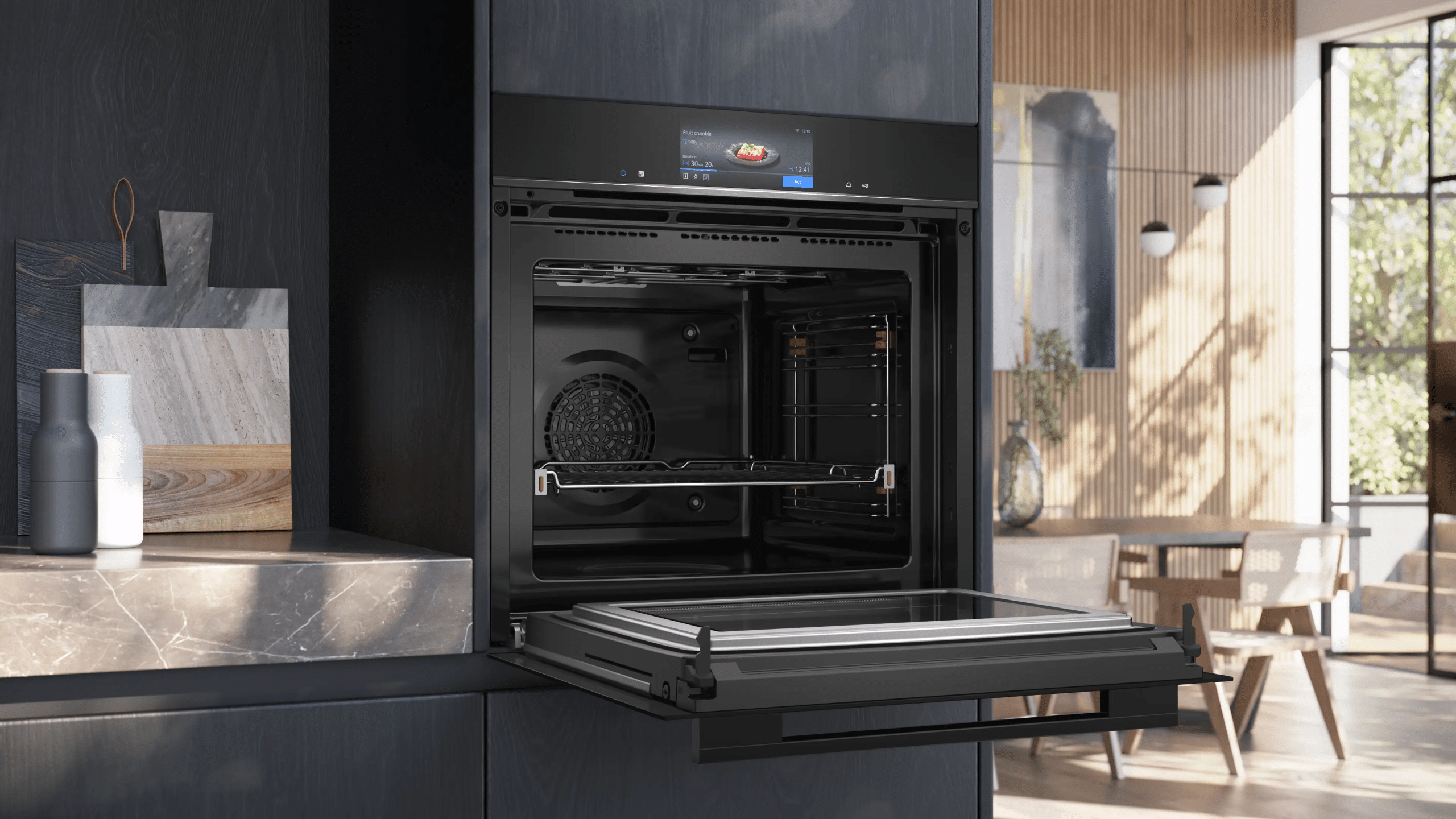 Siemens iQ700 HM778GMB1 Topmodel Oven met magnetron, inhoud 67Ltr, Pyrolyse, groot display, Zwart - Afbeelding 5